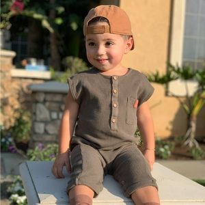 Olive Green Toddler Jumpsuit with Matching Gladiator Sandals